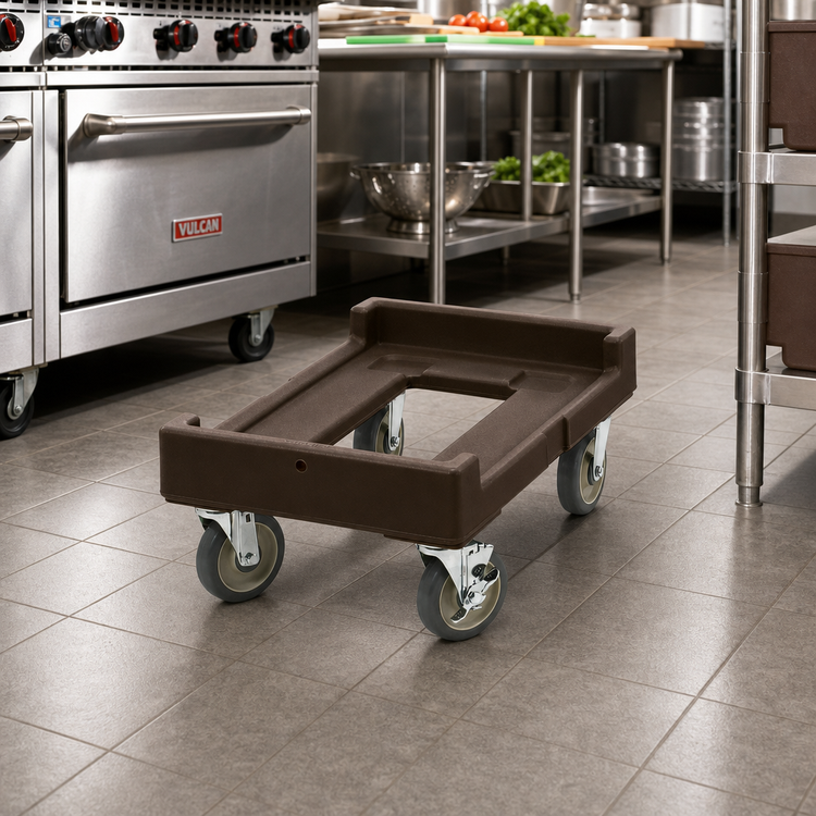 Product image #3 for Cambro Camdolly Open Frame Food Carrier Dolly, 300 lb Capacity, Dark Brown