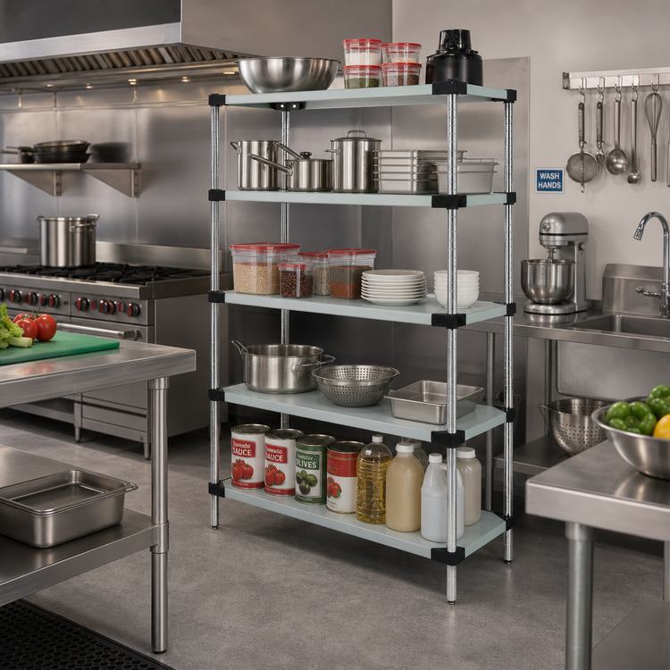 Product image #2 for Quantum 36"W x 24"D x 86"H Solid Stainless Steel Shelving Starter Kit with 5 Shelves