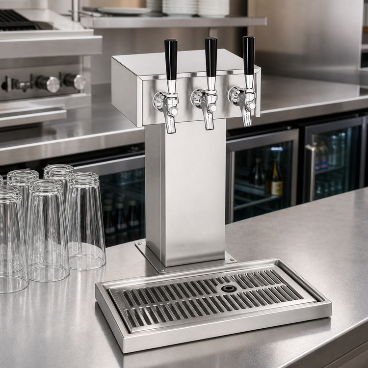 Product image #2 for Perlick 3780-3B Air-Cooled Tee Draft Beer Tower, 3 Faucet Capacity, Stainless Steel