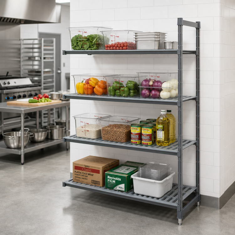 Product image #2 for Cambro Camshelving Basics Plus 4-Tier Add-On Polymer Shelving Unit, 18 x 36 x 72 Inches, Brushed Graphite