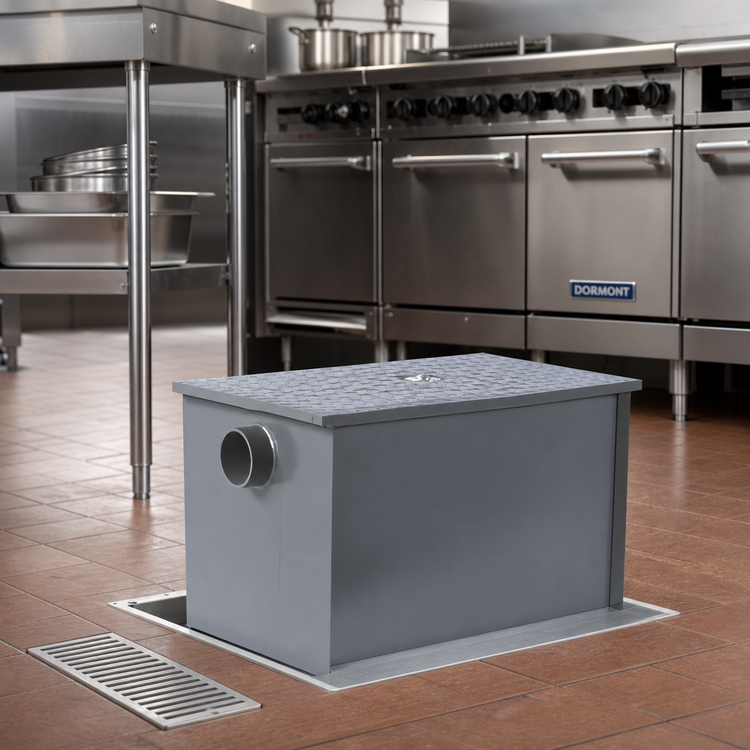 Product image #2 for Dormont WD-4 Recessed/Floor-Mount Grease Interceptor, 4 GPM, 8 lb Capacity, 2 Inch No-Hub Connections
