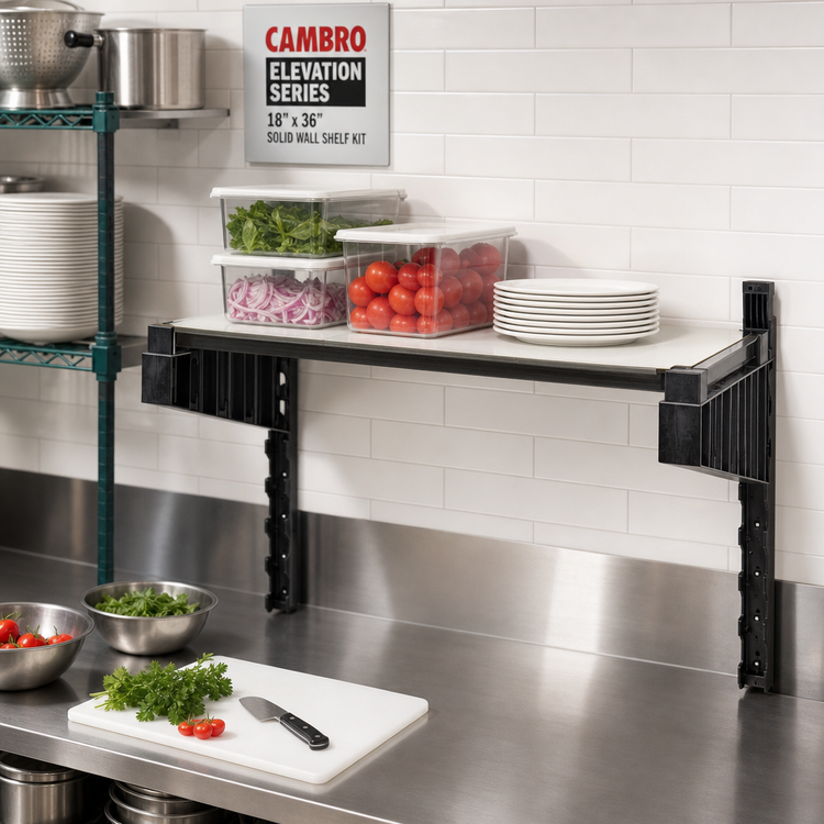 Product image #2 for Cambro Camshelving Elevation Series 18 x 36 Inch Solid Wall Shelf Kit