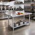 Thumbnail image #2 for Elite Series 60-Inch x 24-Inch Stainless Steel Work Table with 4-Inch Backsplash and Galvanized Undershelf