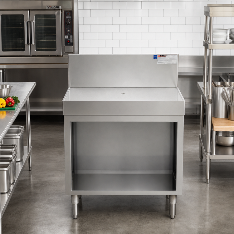 Product image #2 for Spec-Bar 48-Inch Open Base Stainless Steel Workboard Cabinet with 8-Inch Backsplash
