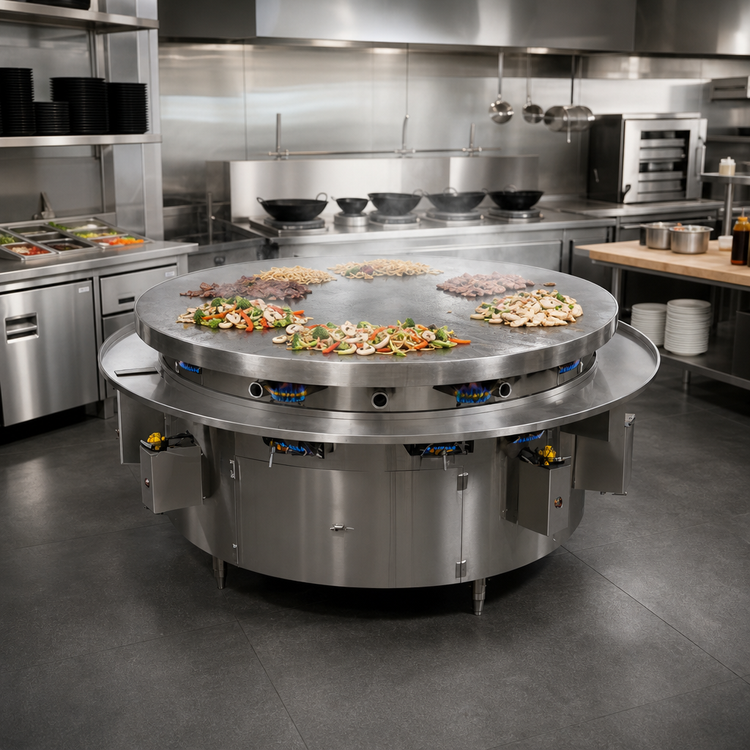 Product image #2 for Town Equipment 60-Inch Gas Mongolian Barbecue Range with Cast Iron Top and 10 Burners