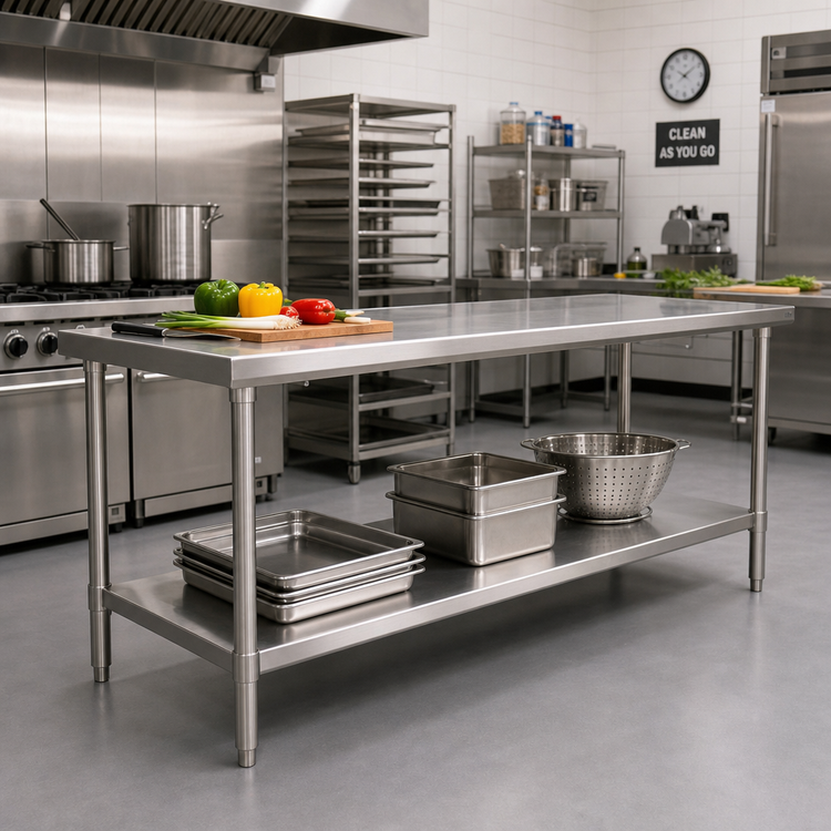 Product image #2 for Spec-Master Marine Series Stainless Steel Work Table with Adjustable Undershelf, 120W x 30D