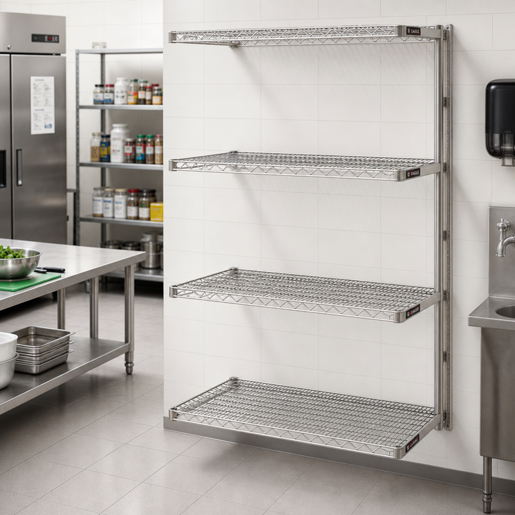 Product image #2 for Eagle Group 4-Tier Add-On Wire Shelving Unit with QuadTruss Shelves, 42 x 18 x 63 Inches, Stainless Steel Finish