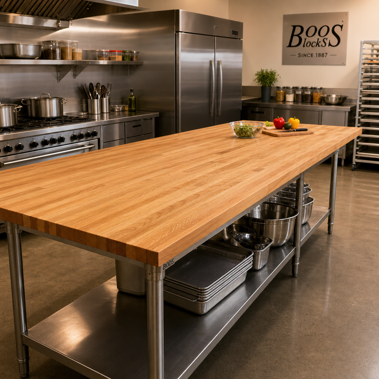 Product image #2 for John Boos Appalachian Red Oak Blended Edge Grain Kitchen Countertop, 96 x 25 x 1-1/2 Inch, Penetrating Oil Finish