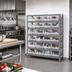 Thumbnail image #2 for Quantum Heavy-Duty Stationary Wire Shelving Unit with 7 Shelves and 24 Clear Bins, 36