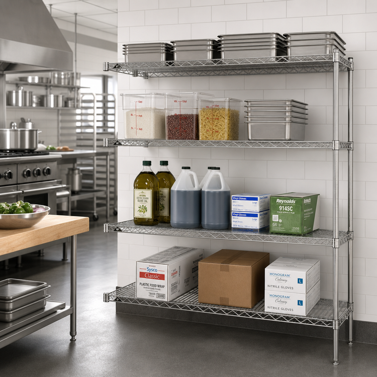 Product image #2 for Metro Super Erecta 60"W x 18"D x 63"H Add-On Wire Shelving Unit, 4 Shelves, Brite Finish