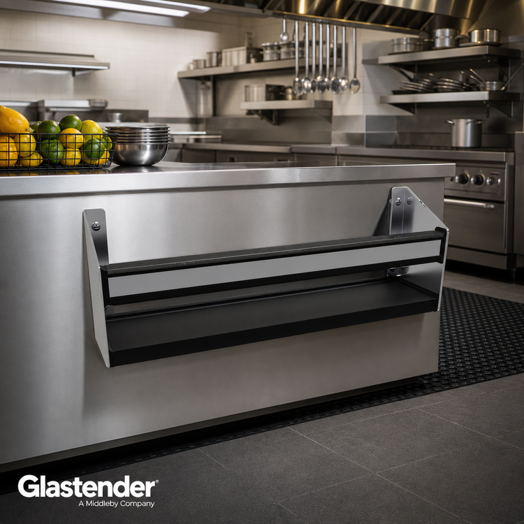 Product image #2 for Glastender 19-Inch Single Speed Rail with Open Step-and-Rail Design and PVC Sound-Deadening Covers