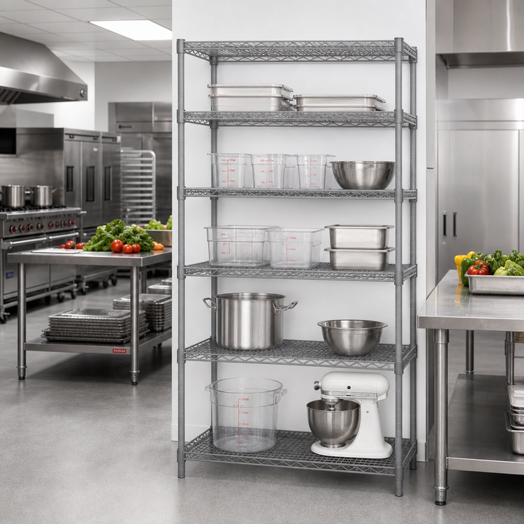 Product image #2 for Valu-Master A5-74-2430V 5-Tier Add-On Wire Shelving Unit, 30W x 24D x 74H, Pewter Gray Epoxy