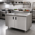 Thumbnail image #2 for Enclosed Stainless Steel Work Table, Cabinet Base, Mid-Shelf, Hinged Doors, 14-Gauge 304 Top, 120 x 24 Inches