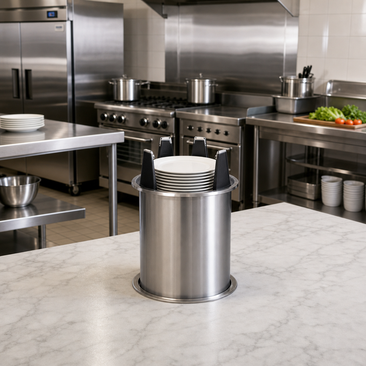 Product image #2 for Eagle Group Director's Choice Drop-In Unheated Shielded Dish Dispenser for 9-1/4 Inch to 10-1/8 Inch Round Plates