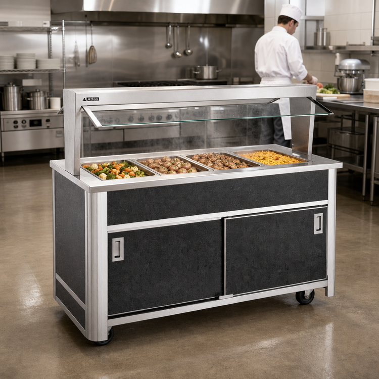 Product image #2 for Atlas Metal BLH-4-BU Mobile Buffet Style Hot Food Serving Counter with 4 Wells