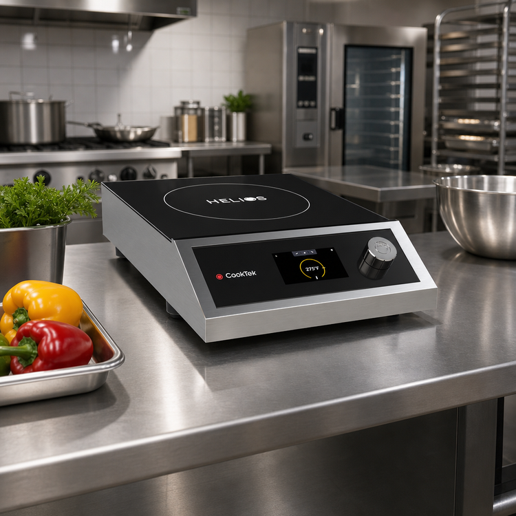 Product image #2 for CookTek Freestanding Single Hob Induction Cooktop with 4.3-Inch Helios Capacitive Touch Display, 1.8 kW, 120V