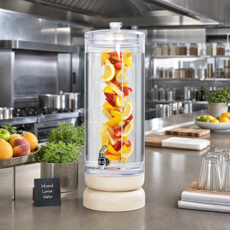 Product image #2 for Cal-Mil Newport 3 Gallon Round Acrylic Infusion Beverage Dispenser