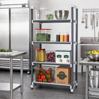 Thumbnail image #2 for Cambro Camshelving® Elements EXU184272V4480 4-Tier Stationary Polymer Shelving Starter Unit, 18"D x 42"W x 72"H, Vented, Speckled Gray