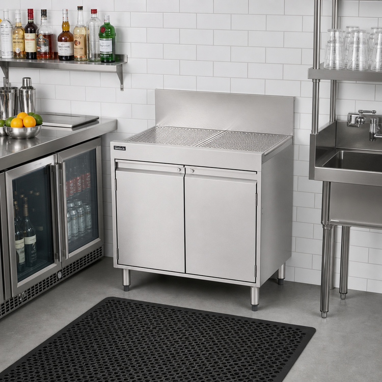 Product image #3 for Top Shelf 30-Inch Underbar Storage Cabinet with Drainboard Top, Stainless Steel