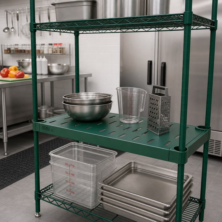 Product image #2 for Eagle Group Quik-Set Solid Shelf with Louvered Top, 36 x 24 Inches, 16 Gauge Galvanized Steel, Green Epoxy Finish