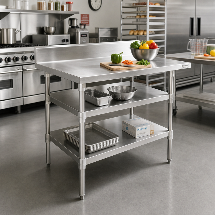 Product image #2 for 24 x 24-Inch Adjustable Stainless Steel Work Table Undershelf for Uni-Lok Hat Channel Frame Tables