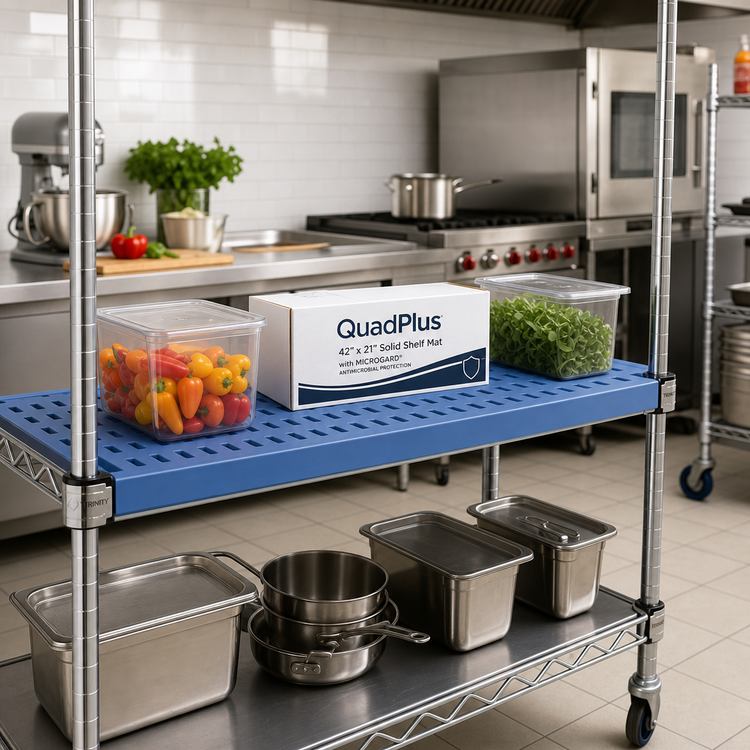 Product image #2 for QuadPlus 42-Inch x 21-Inch Solid Blue Polymer Shelf Mat with MICROGARD Antimicrobial Protection and QuadTruss Frame