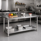Thumbnail image #2 for John Boos ESSK8-3096-X 96" x 30" 18-Gauge Type 400 Stainless Steel Work Table Undershelf