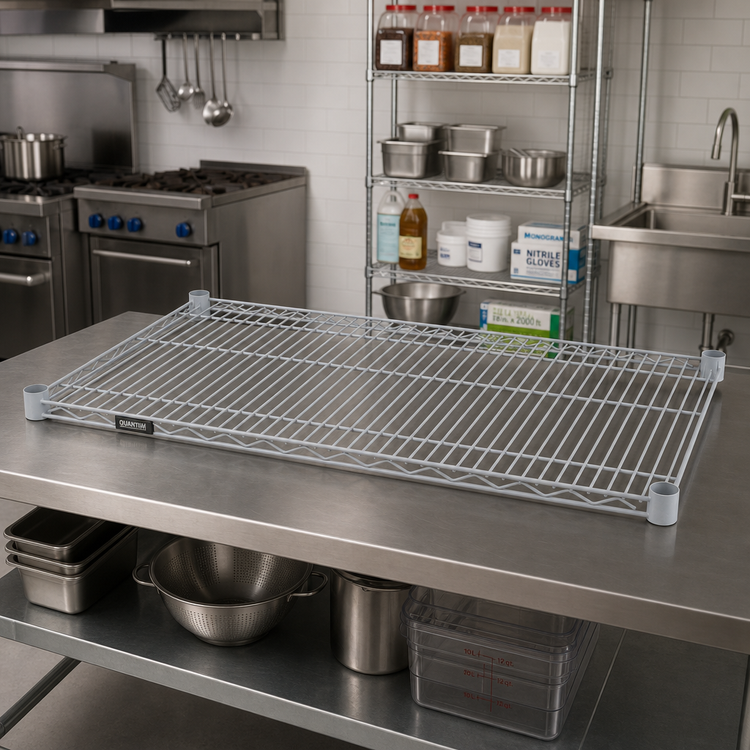 Product image #2 for Quantum 72-Inch W x 36-Inch D Gray Epoxy Antimicrobial Wire Shelf
