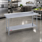 Thumbnail image #2 for Duke Manufacturing 314S-3072-2R Stainless Steel Work Table, 14-Gauge 300 Series Top, 1-1/8" Riser, Undershelf, 30" x 72"
