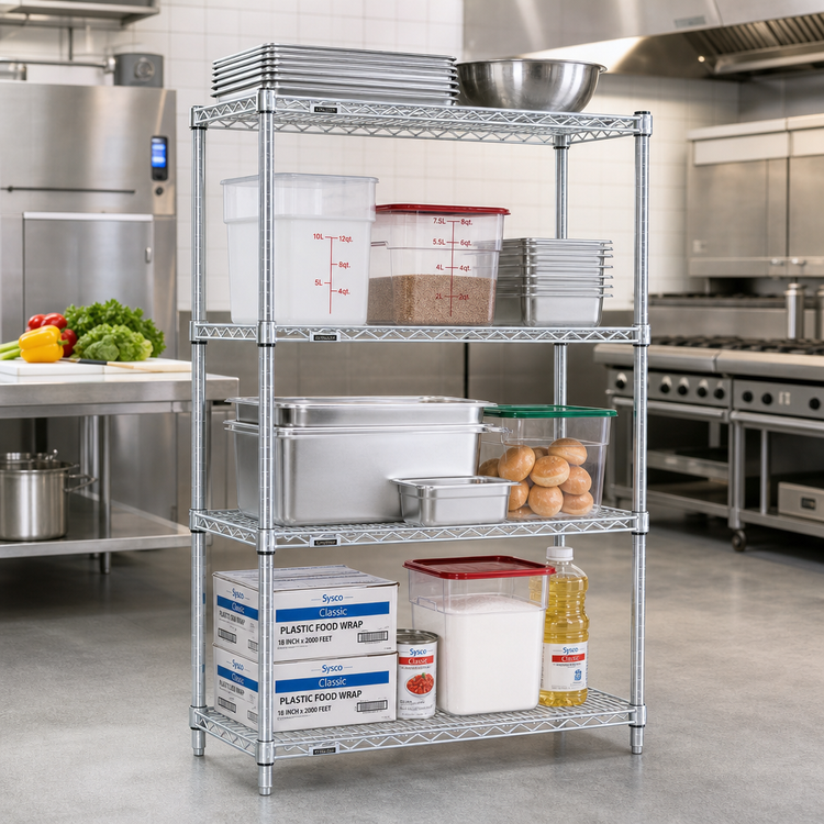 Product image #2 for Eagle Group 4-Tier Starter Wire Shelving Unit with QuadTruss Shelves, 30 x 21 x 63 Inches, Chrome-Plated