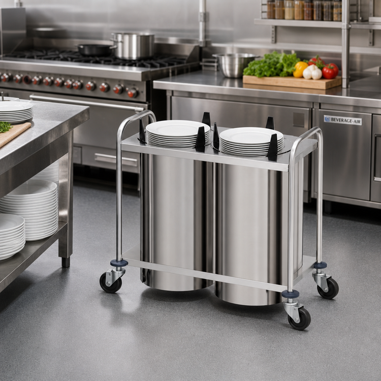 Product image #2 for Atlas Metal MOPD4-8-1/8 4-Stack Mobile Open Frame Unheated Plate Dispenser