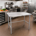 Thumbnail image #2 for John Boos Stallion ST6R1.5-2484GBK 84-Inch Stainless Steel Work Table with 16-Gauge 300-Series Top, Backsplash, Safety Edge, and Galvanized Base
