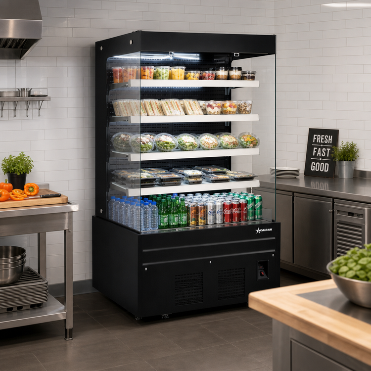 Product image #2 for 72-Inch Black Open-Front Grab-and-Go Refrigerated Showcase, 40.96 Cu. Ft.