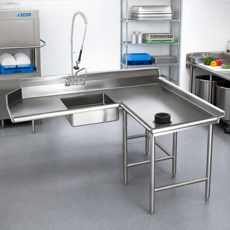 Product image #2 for Eagle Group 84-Inch Right-To-Left Island Soiled Dishtable with 20 x 20 x 5 Pre-Rinse Sink
