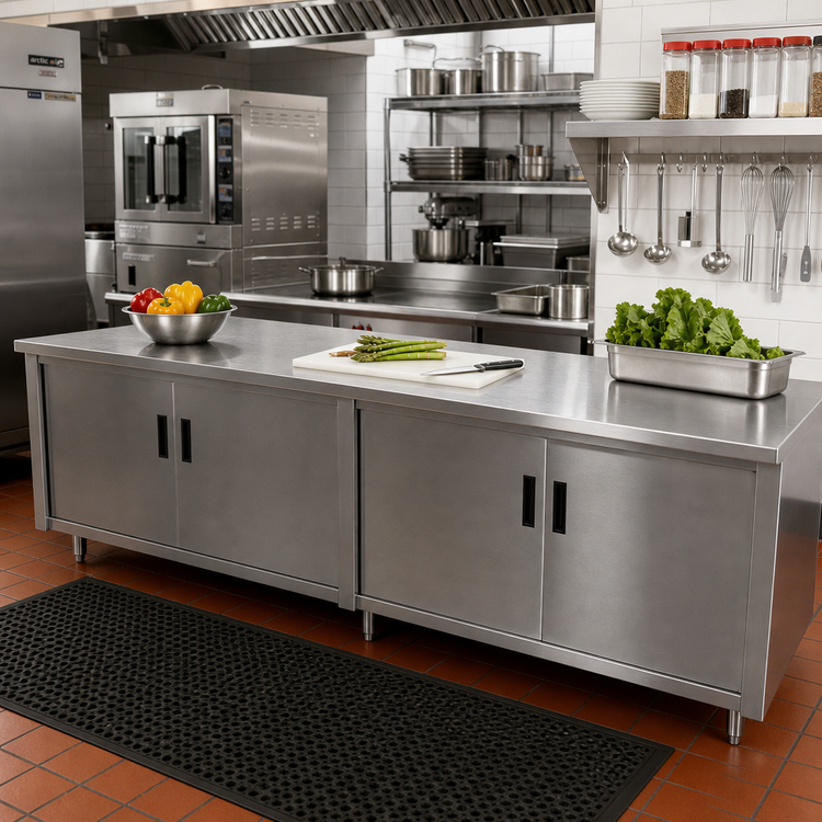 Product image #2 for Advance Tabco Special Value Economy Enclosed Work Table, 108 x 30 Inch, 16 Gauge 304 Stainless Steel Top