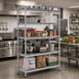 Thumbnail image #2 for Steel Works Stainless Heavy Duty 5-Tier Chrome Wire Shelving Unit, 42 x 14 x 84 Inches