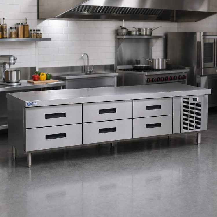 Product image #2 for Garland Arctic Fire 114-Inch Four-Section Remote Refrigerated Drawer Base with 8 Self-Closing Drawers
