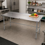 Thumbnail image #2 for John Boos Stallion ST6R1.5-30120GBK 120 x 30 Inch Stainless Steel Work Table with 16-Gauge 300 Series Top, Rear Up-Turn & Galvanized Base