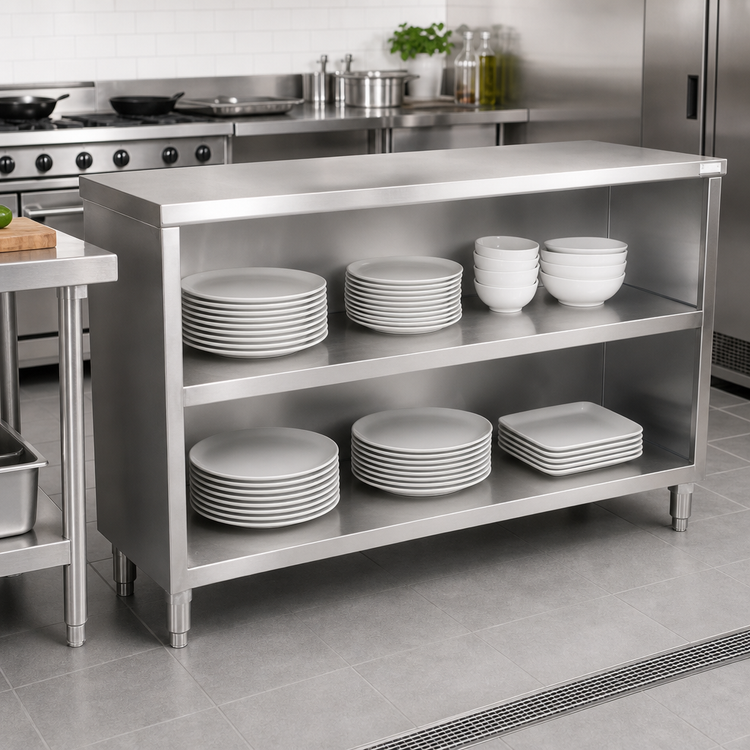 Product image #3 for John Boos Open Front Stainless Steel Dish Cabinet with Mid-Shelf