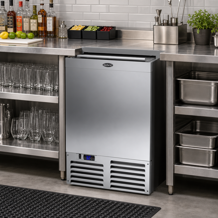 Product image #2 for Krowne 24-Inch Stainless Steel Flat-Top Bottle Cooler with Sliding Lid
