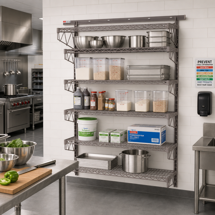 Product image #2 for Metro SmartWall Tall Wall-Mounted 5-Shelf Wire Shelving Starter Kit, Metroseal Gray