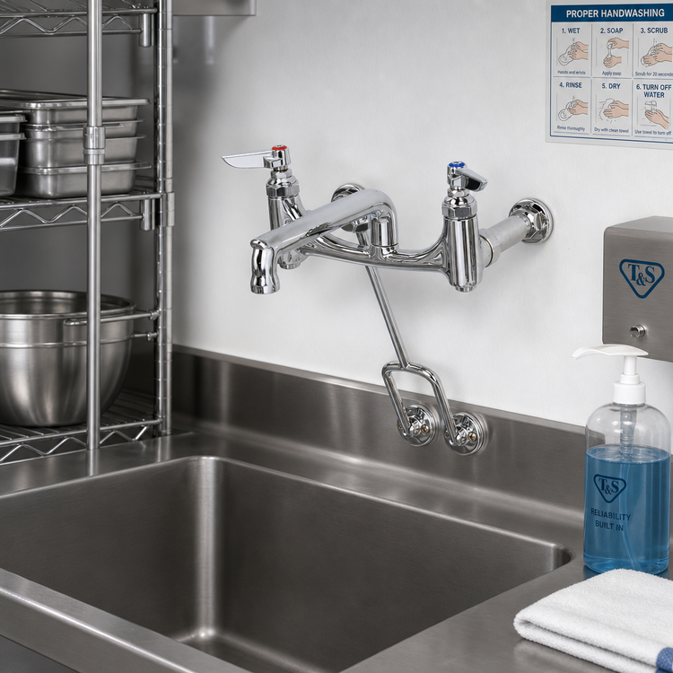 Product image #2 for T&S Brass 8-Inch Wall Support Service Sink Faucet with Plain End Spout and Wall Brace