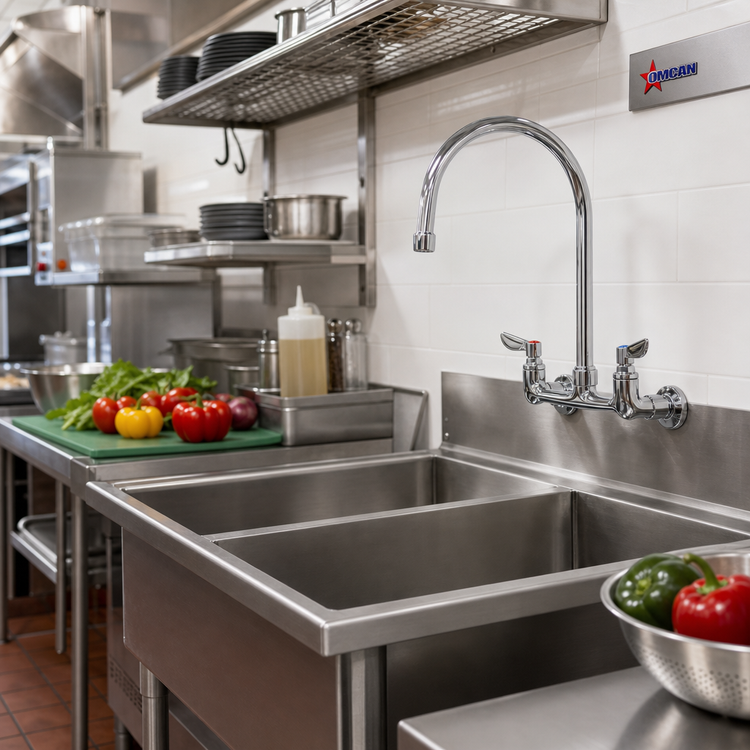 Product image #2 for Omcan Gooseneck Tub Sink Faucet, Wall Mounted, 8-Inch Centers