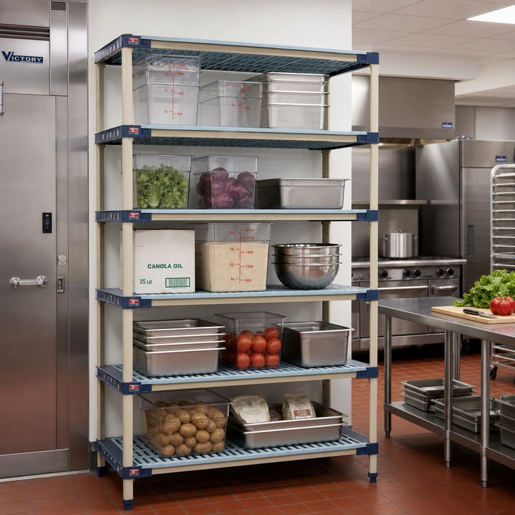 Product image #2 for MetroMax 4 30"W x 24"D x 74"H Stationary Starter All-Polymer Shelving Unit with 5 Open Grid Shelves
