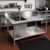 Thumbnail image #2 for John Boos 72-Inch x 30-Inch Stainless Steel Prep Sink Work Table, Left Bowl, 5-Inch Backsplash