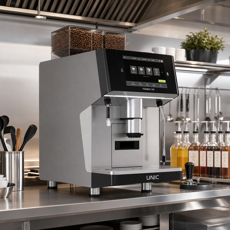 Product image #2 for UNIC Tango XP SOLO 1-Group 2-Step Super Automatic Espresso Machine with 3 Grinders and SteamAir Wand