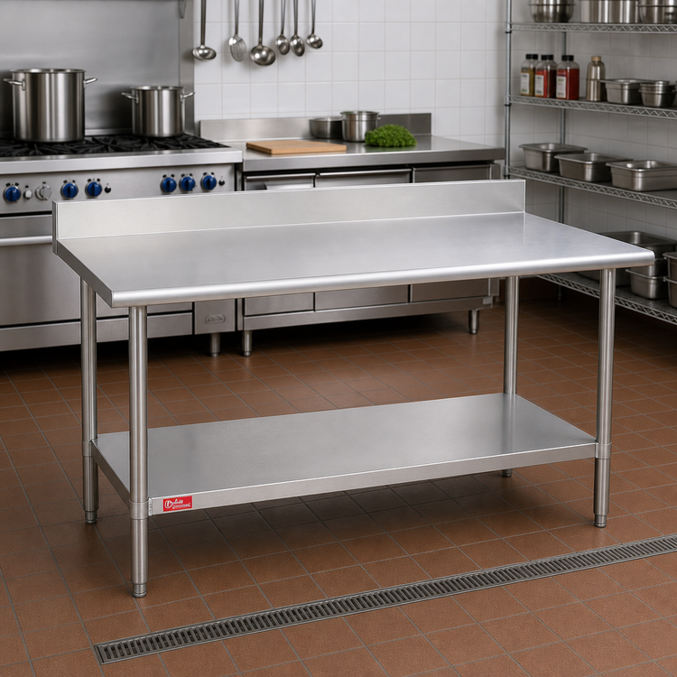 Product image #2 for Duke Supreme Stainless Steel Work Table with 5-Inch Riser, 30 x 30 Inches, 14-Gauge 300 Series Top, Stainless Undershelf