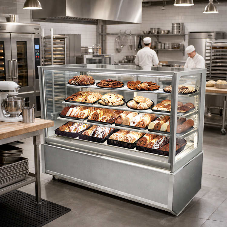 Product image #2 for Italian Glass Series Floor-Standing Full-Service Non-Refrigerated Pastry Display Case, 60 Inch Wide