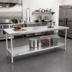 Thumbnail image #2 for Duke Manufacturing 316-36144 144-Inch Stainless Steel Work Table with Galvanized Undershelf, Open Base, No Backsplash