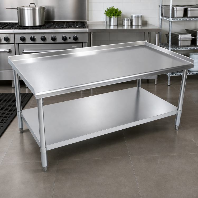 Product image #2 for BK Resources SVET-4830 49-Inch x 30-Inch Stainless Steel Equipment Stand with Adjustable Undershelf and 2-Inch Riser